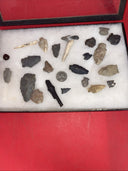 Native American Artifacts Lot 24 w/ Frame Arrowheads Collection 12”x8” Frame #13