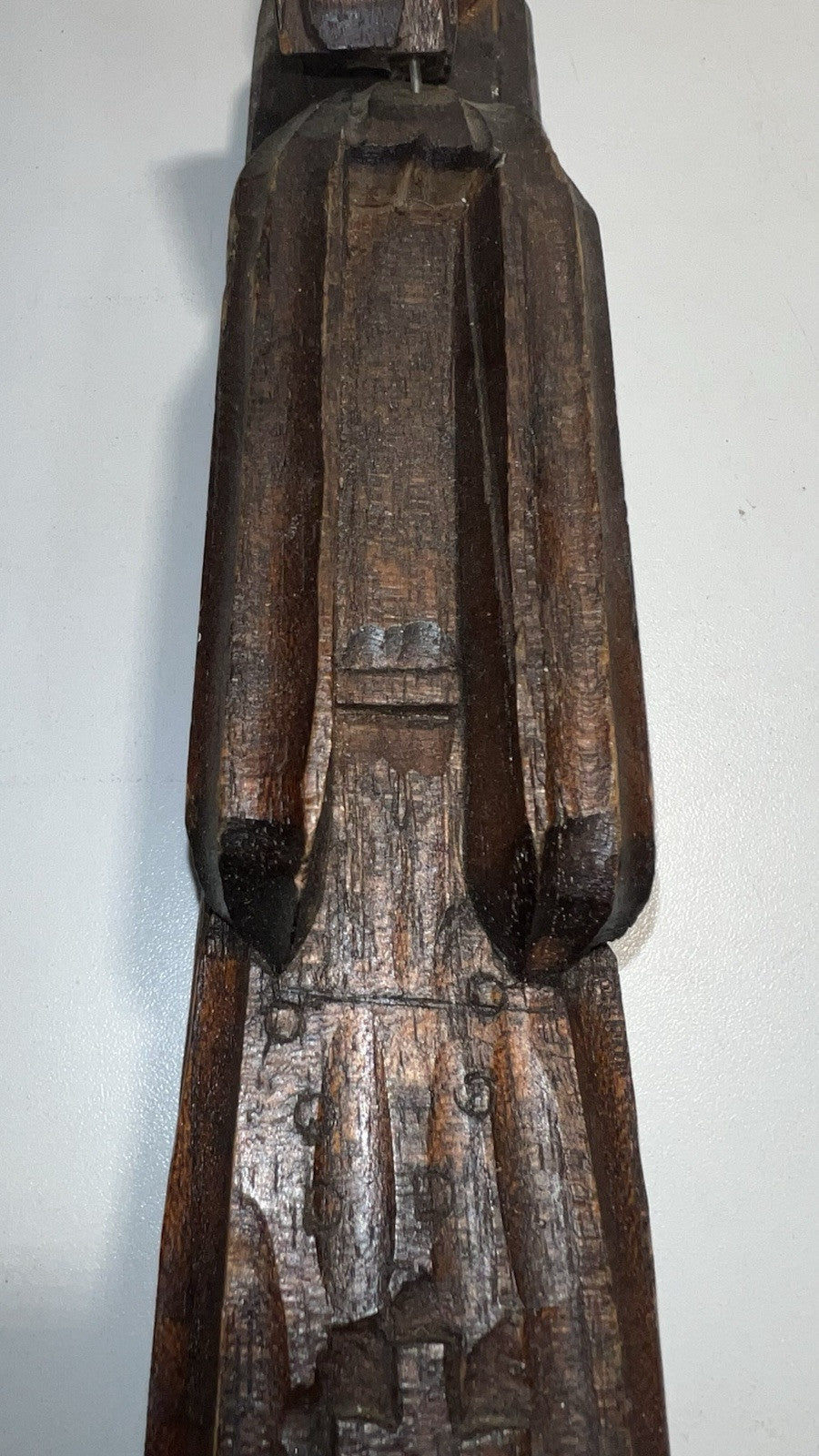 Vintage Hand-Carved Wooden Monk Statue 15” – Religious Folk Art Mexico