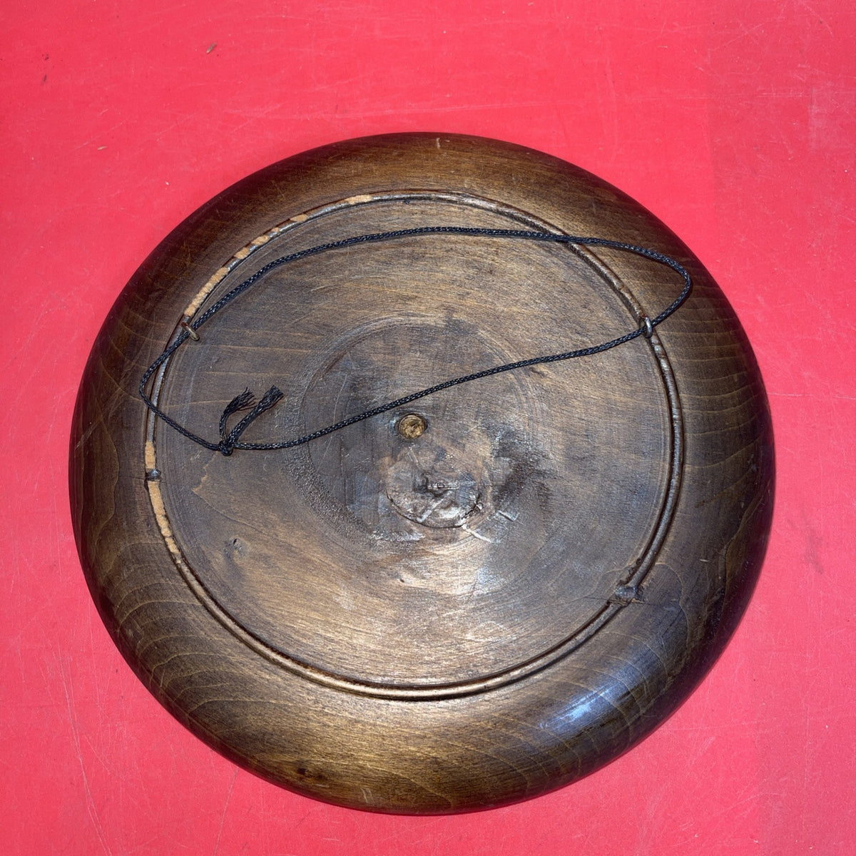 Vintage Handcrafted Wood Wall Plates in Folk Style in Man and Women, Diameter 8”