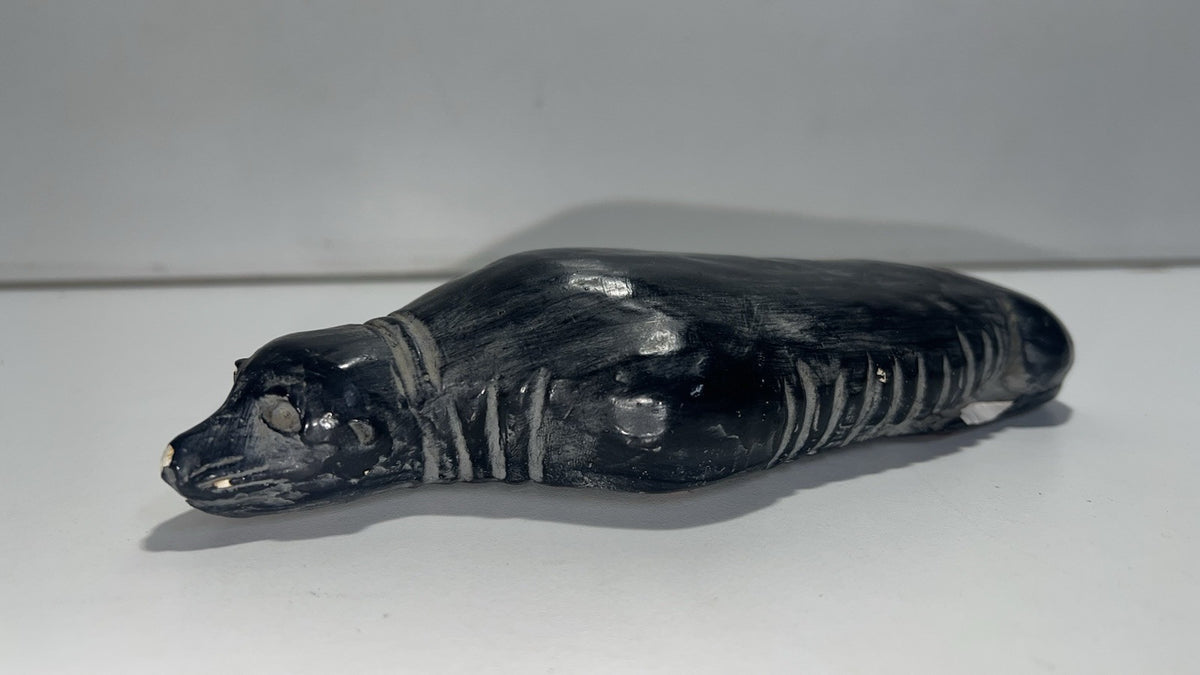 Vintage Lloyd Bryan 1978 Handcrafted Seal Figurine - Signed, Painted, 8”.Damaged