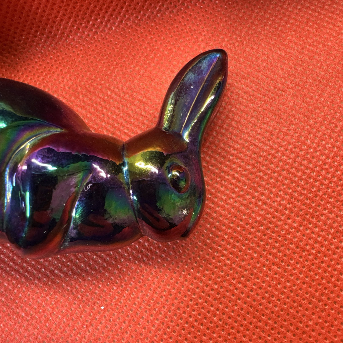Fenton Purple Irridescent Carnival Glass Mini Rabbit Bunny