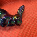 Fenton Purple Irridescent Carnival Glass Mini Rabbit Bunny