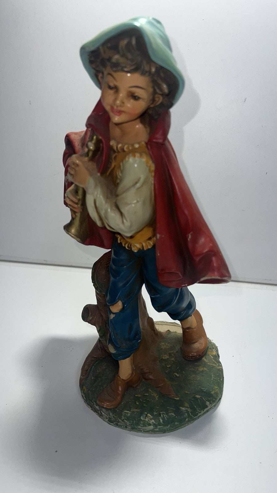 VINTAGE 12" NATIVITY PAPER MACHE SHEPHERD FIGURE FIGURINE. There is damage.