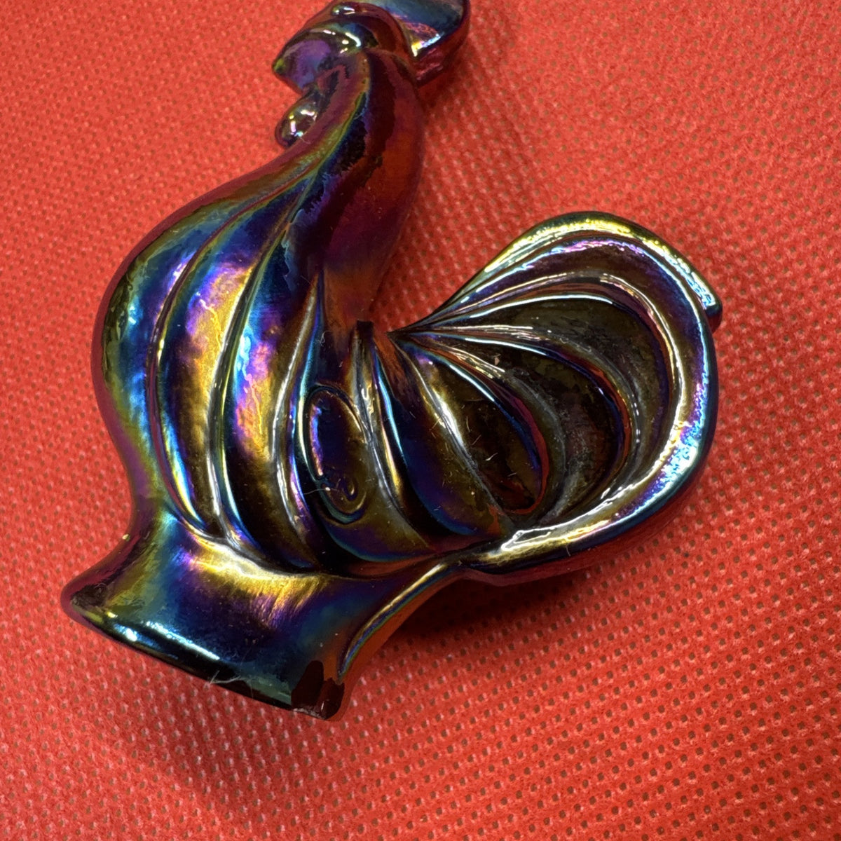Fenton Rooster Carnival Glass 2.75” Tall Figurine Iridescent USA