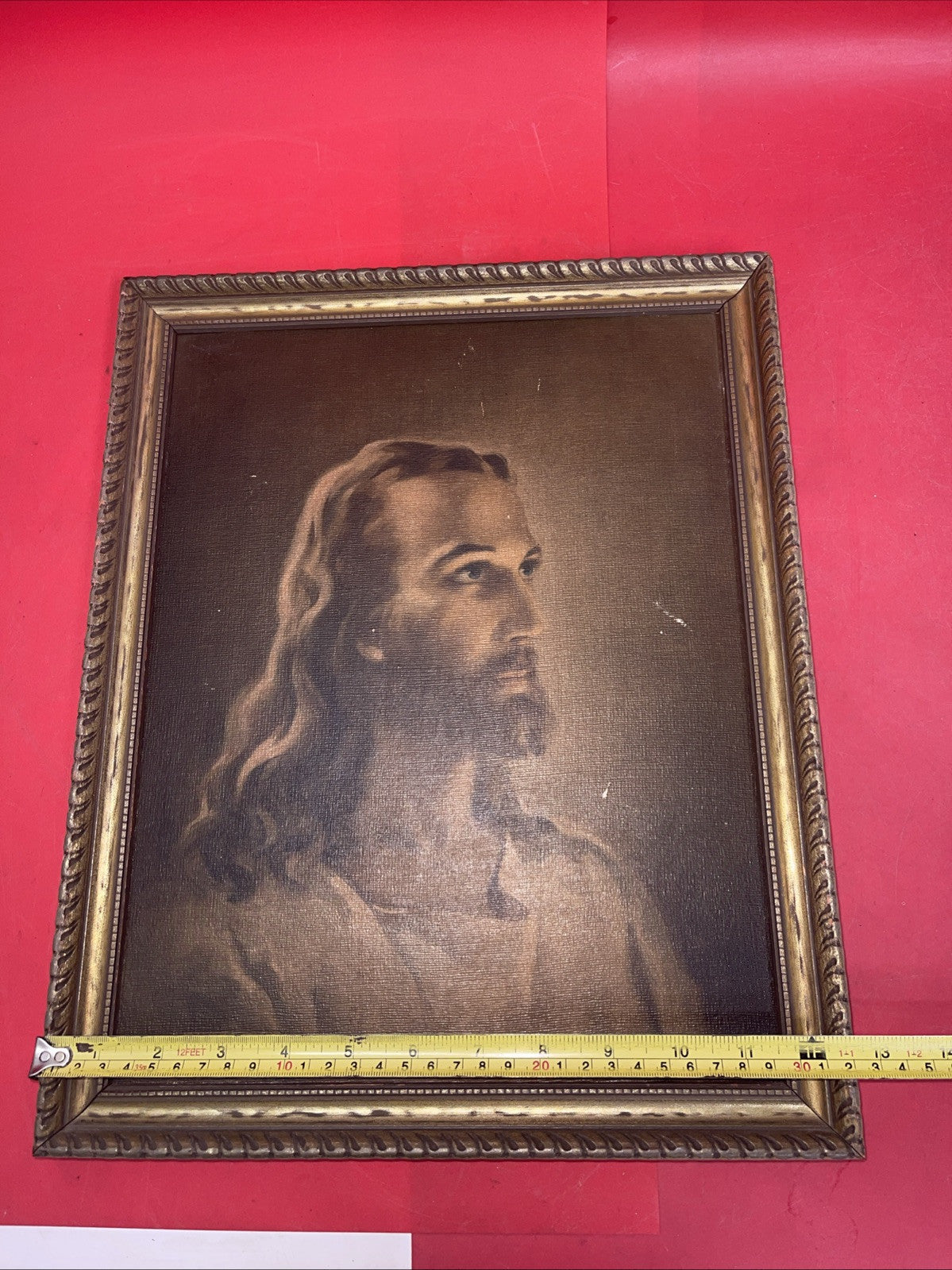 Jesus Christ Litho Print Framed Christian 1940’s  Vintage Warren Sallman 15”x12”