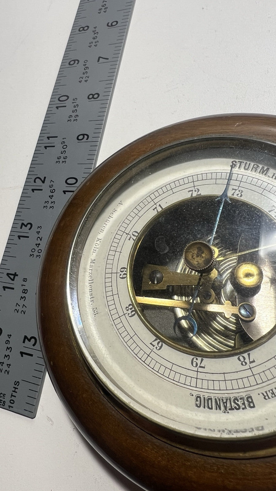 RARE: Vintage 7.5" Face Wall Barometer, by A. Schüren, Köln, Marzellenstr. 53