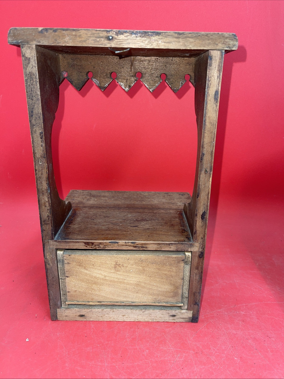Vintage Handmade Wooden Jewelry Box Wall Display Cabinet