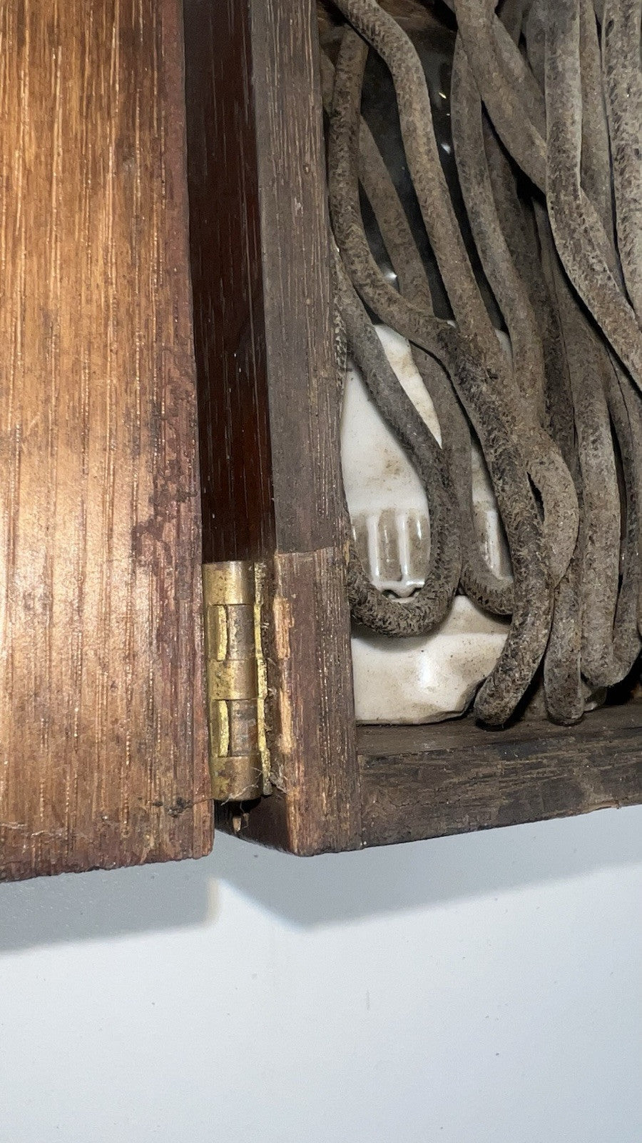 Antique 1920s Wooden Electrical Test Lamp – Porcelain Socket, Cloth Cord
