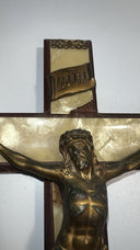 Vintage Catholic Last Rites Crucifix - Mother of Pearl Inlay, Empty Holy Water