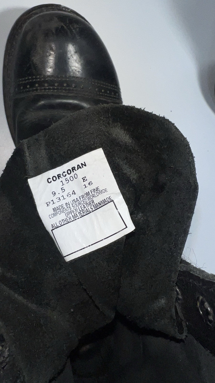CORCORAN 1500 Airborne Black Leather Jump Boots  9.5 E Military Combat Lace Up