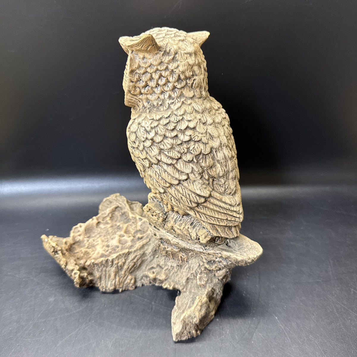 Vintage Pompadour AF 77 Owl on Branch Candle Holder Figurine Faux Wood Resin