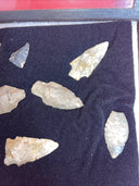 Native American Artifacts Arrowheads Lot 10 Points w/12”x8.5” Frame. #9