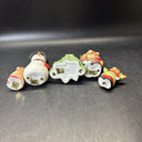 Vintage Homco #5101, 5pc Christmas Figurine/Set Daddy Girl Boy Bear Snowman Tree