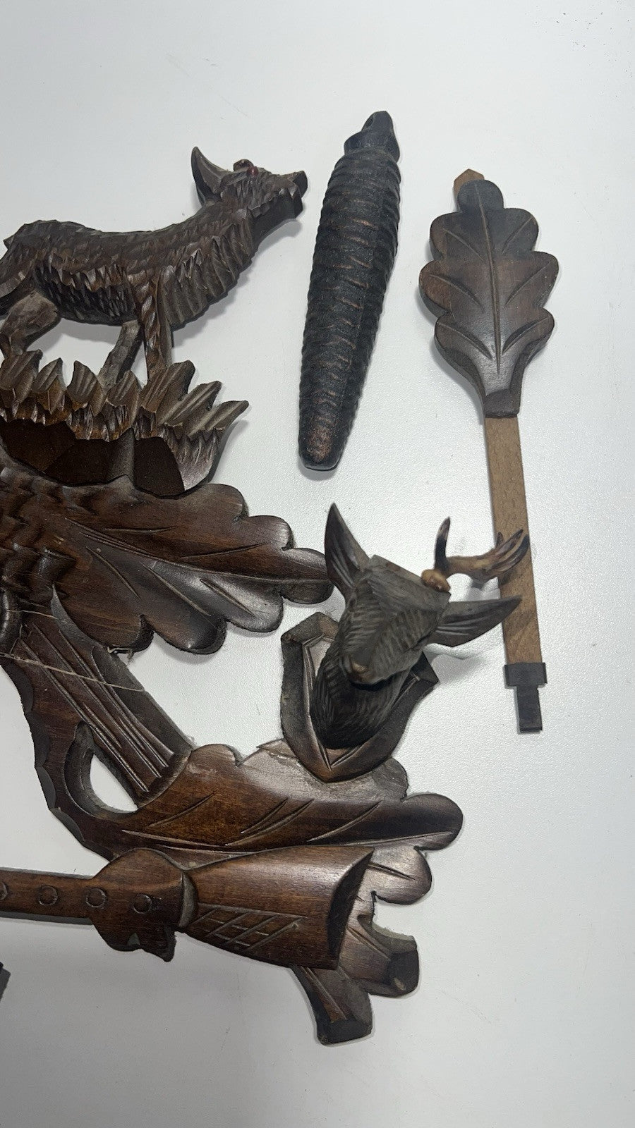 Vintage Black Forest German Hunter Cuckoo Wall Clock - Deer & Game Theme Unteste