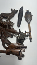Vintage Black Forest German Hunter Cuckoo Wall Clock - Deer & Game Theme Unteste