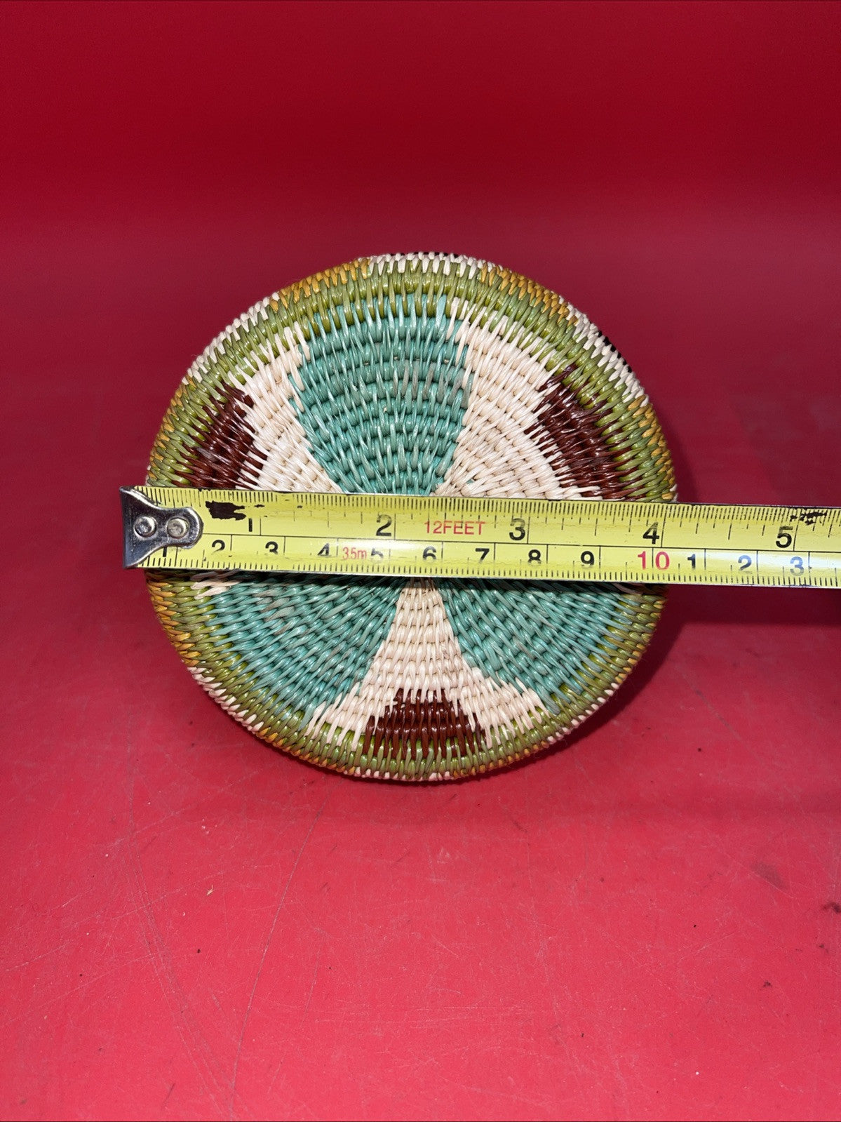 African Hand Woven Basket with Lid 3”x4”