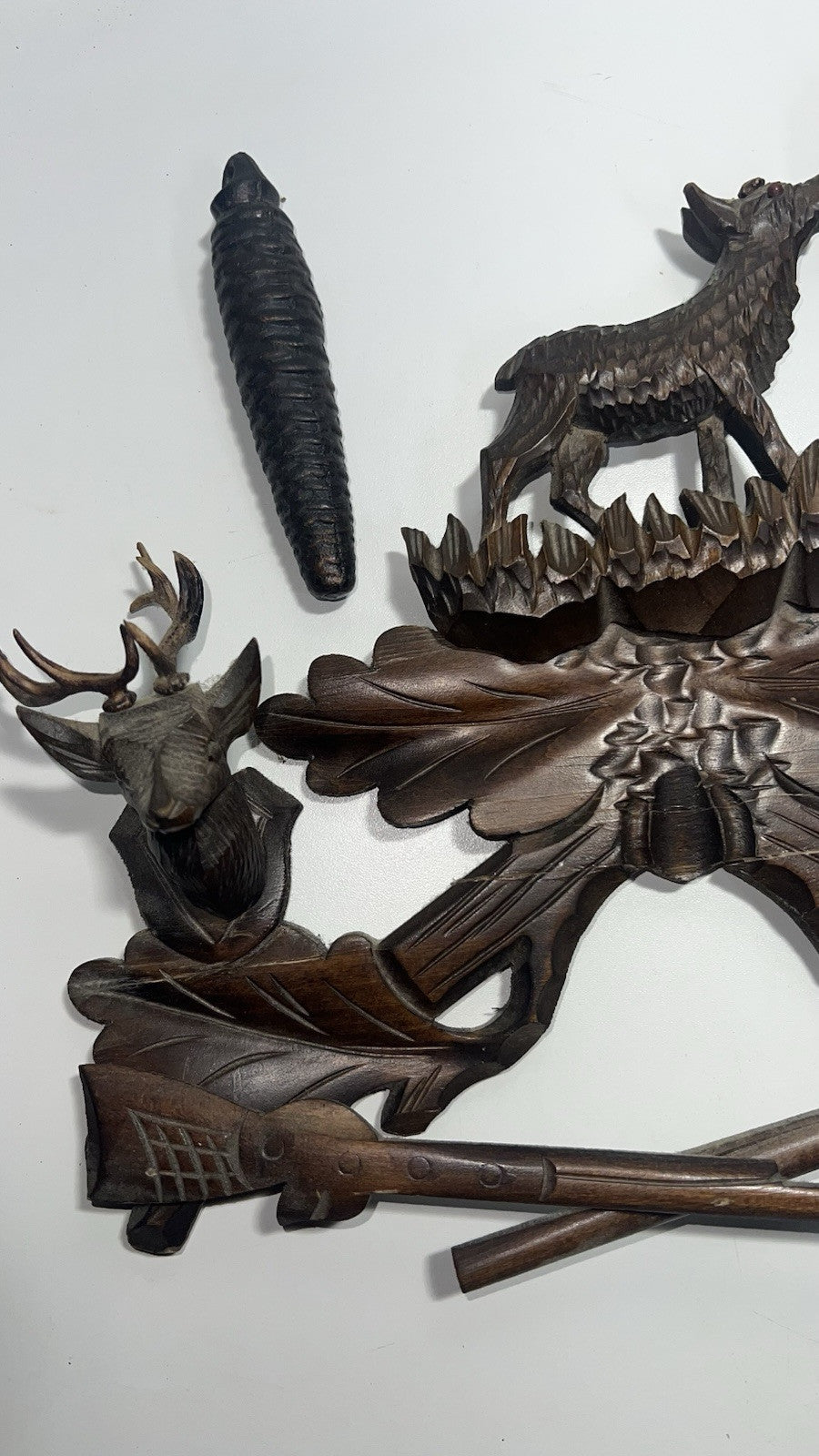 Vintage Black Forest German Hunter Cuckoo Wall Clock - Deer & Game Theme Unteste