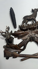 Vintage Black Forest German Hunter Cuckoo Wall Clock - Deer & Game Theme Unteste