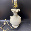 Vintage Small Ruffled Ceramic Lamp with 3-D Roses, Table Desktop Lamp
