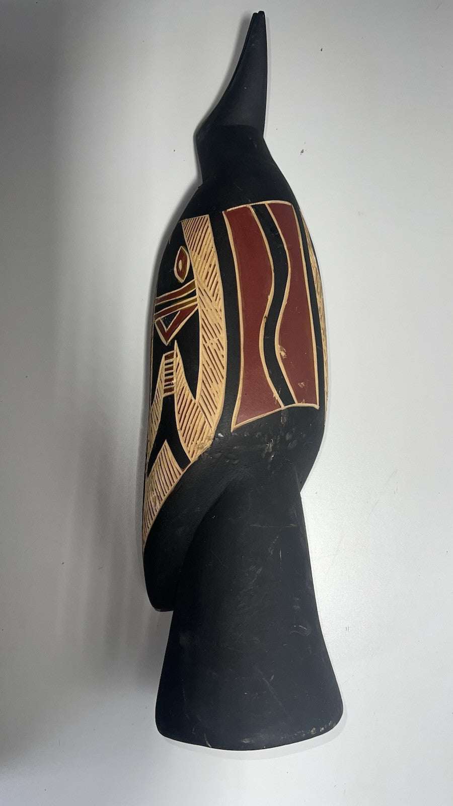 African Tribal Carved Wooden Bird Sculpture - Handcrafted Ethnic Art Décor