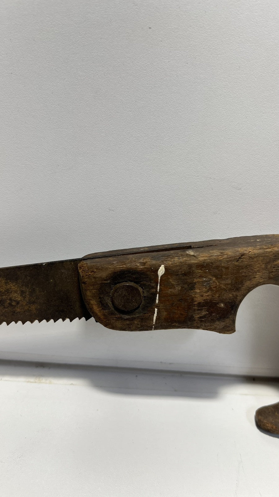 Vintage 13” Curved Handle Keyhole Saw – Wooden Handle, Rare Hand Tool