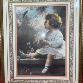 Matted Framed Zula Kenyon Bluebird of Happiness Print Picture 20 X 16 Christian