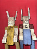 Vintage  Handmade Wood Rabbits 14"