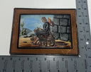 Vintage Peruvian Leather Wall Art Hand-Painted by Ibáñez - 8”x6”. Damaged