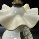 Vintage Small Ruffled Ceramic Lamp with 3-D Roses, Table Desktop Lamp