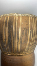Vintage African Djembe Handheld Drum – Clay Body, Snakeskin Leather Percussion