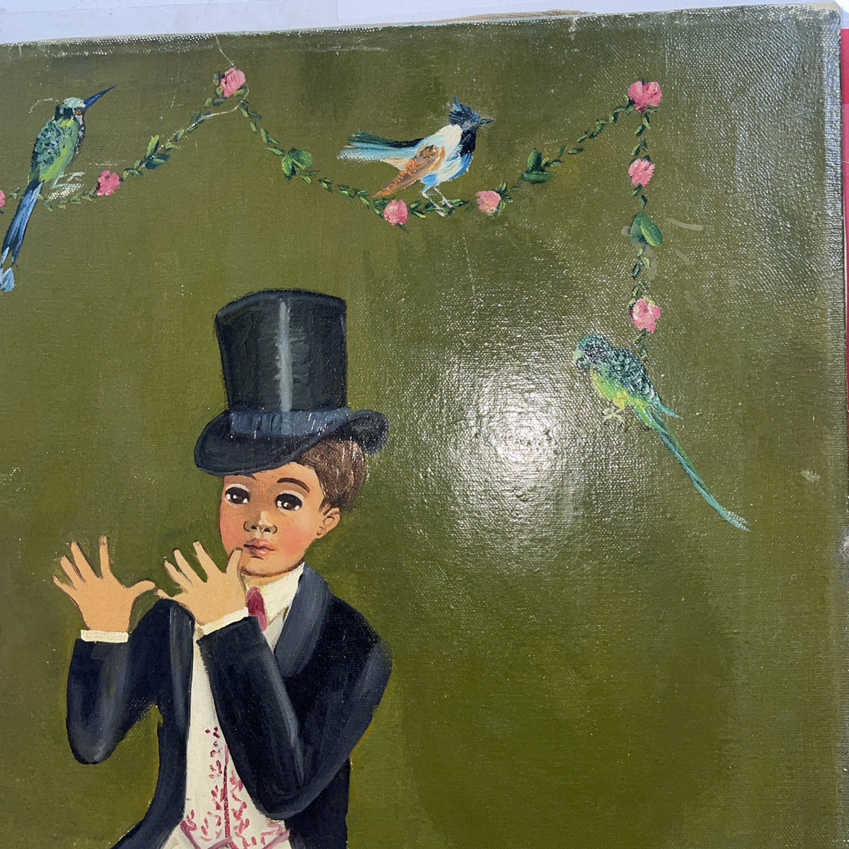 Painting by Agapito Labios "Boy with Birds”