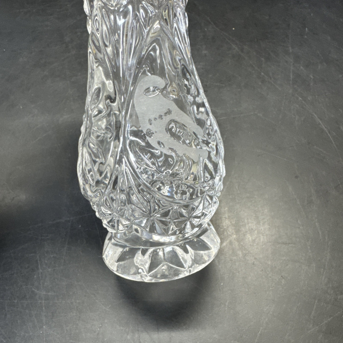 Hofbauer Collection Lead Crystal Vase With Bird 5 1/3” Tall