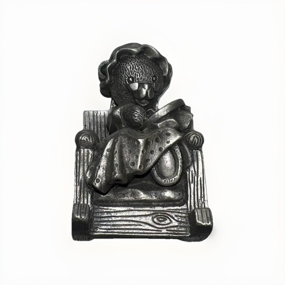 Vintage Fort USA Pewter Mama Bear with Cubs Rocking Chair Figurine #23– 2”