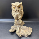 Vintage Pompadour AF 77 Owl on Branch Candle Holder Figurine Faux Wood Resin