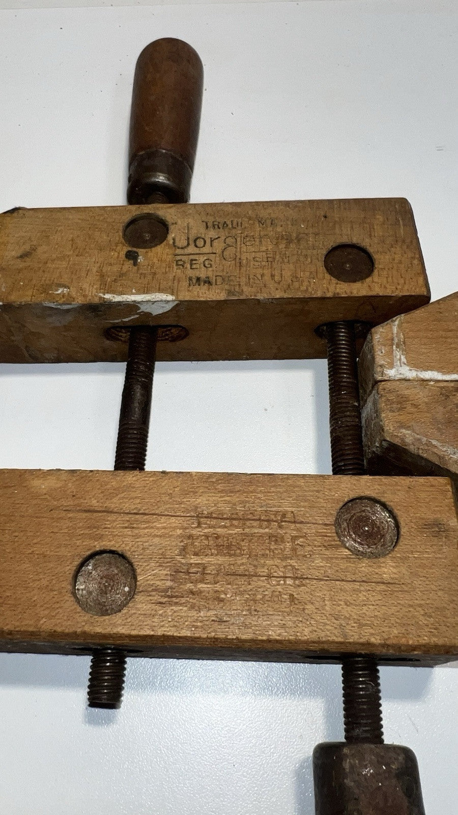 Trademark Jorgensen Set of  2 Adjustable Wooden Clamps Wood Screw, Size 3/0 USA