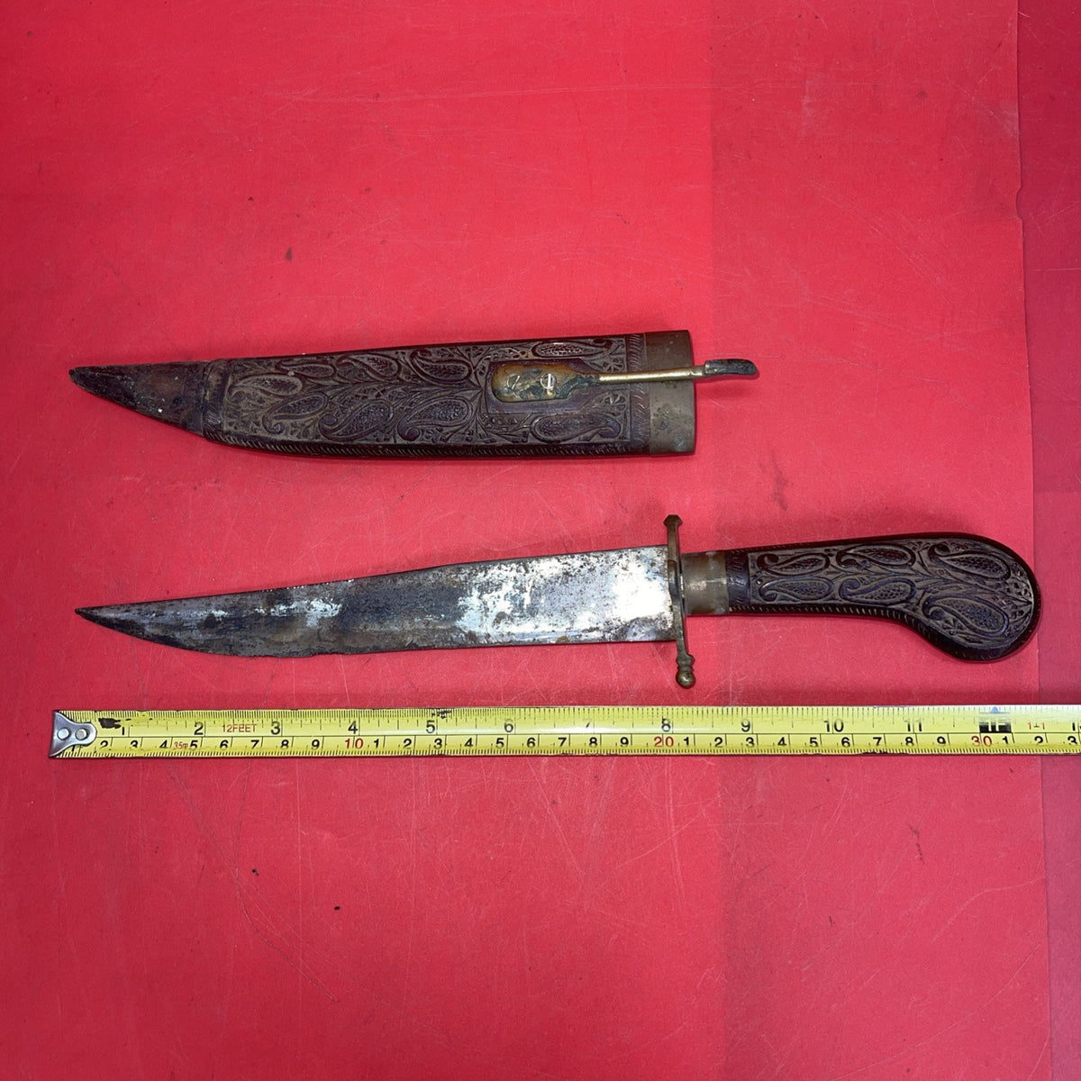 Vintage Islamic Yemen Marsh Arab Jambiya Khanjar Dagger Carved Wood Sheath