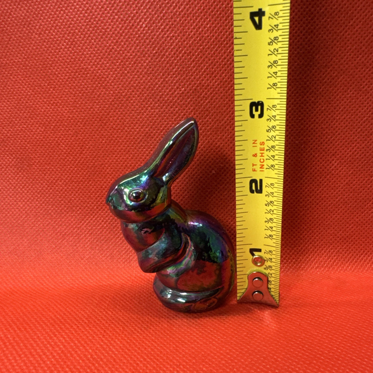 Fenton Purple Irridescent Carnival Glass Mini Rabbit Bunny