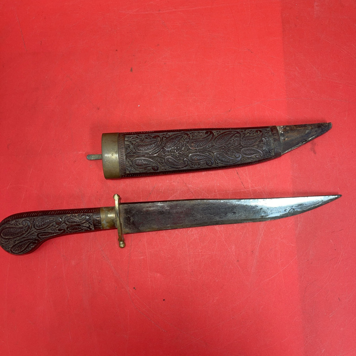 Vintage Islamic Yemen Marsh Arab Jambiya Khanjar Dagger Carved Wood Sheath