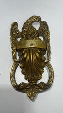 Large Vintage Solid Brass American Eagle Door Knocker 6 1/2" Name Plate