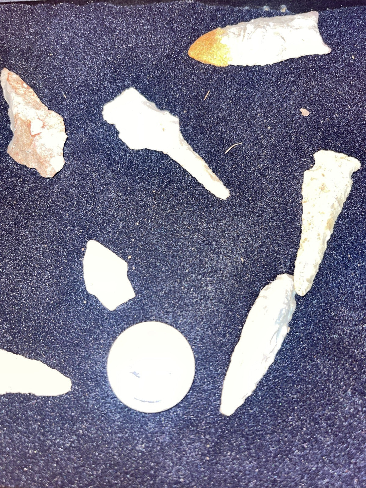 Native American Artifacts Arrowheads Lot 9 Points w/ 9”x7” Frame. #19