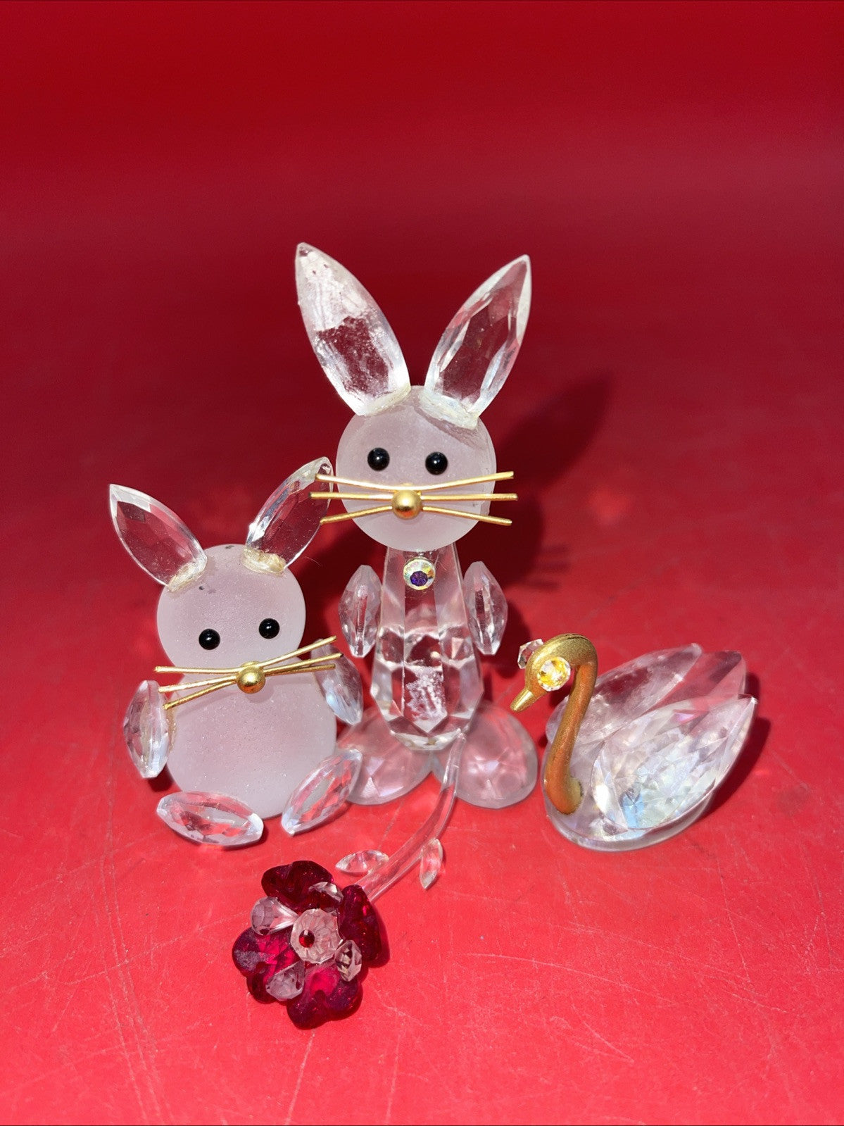 Crystal figurine Bunnies, Swan and Flower