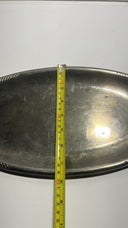 Vintage Silver-Plated Asian Fish Platter with Gold Trim - Made in China 18”x7.5”