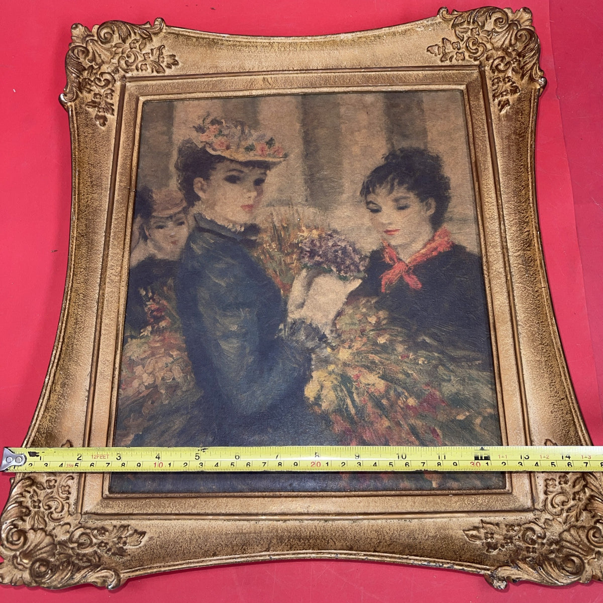 Vintage Wall Art Print Huldah Lady Portrait Mid Century  Wood Frame