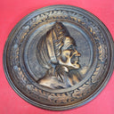 Vintage Handcrafted Wood Wall Plates in Folk Style in Man and Women, Diameter 8”