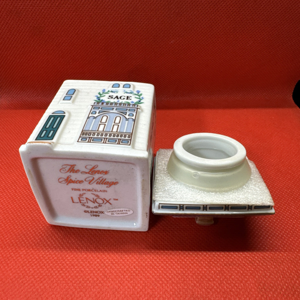 Vintage 1989 Lenox Spice Village SAGE House Jar With Lid