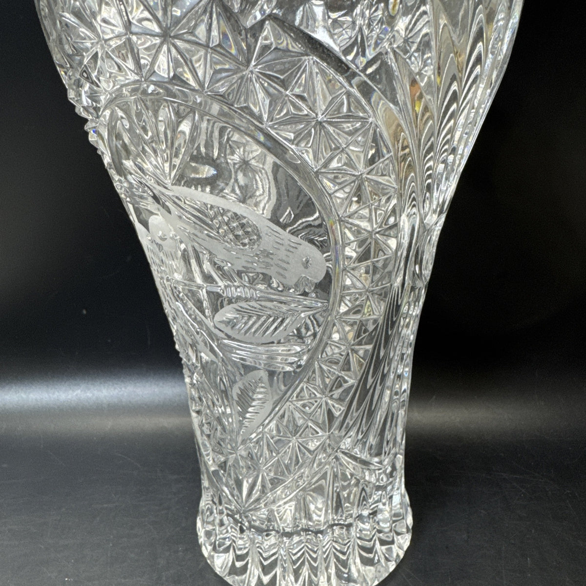 Vintage Hofbauer Byrdes Crystal Birds Vase 10” Tall