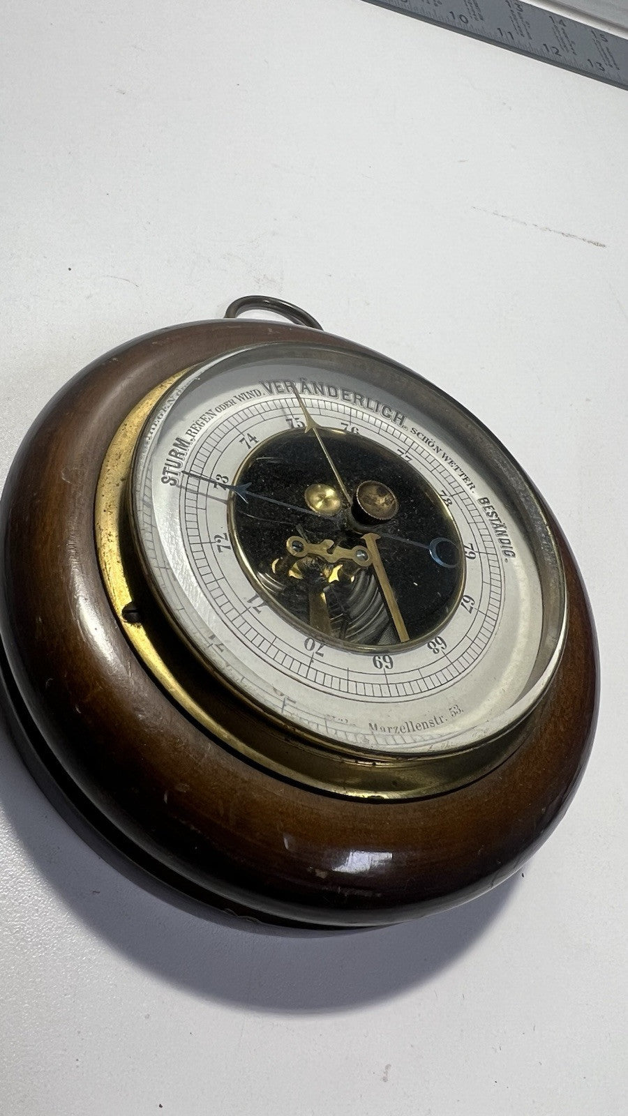 RARE: Vintage 7.5" Face Wall Barometer, by A. Schüren, Köln, Marzellenstr. 53