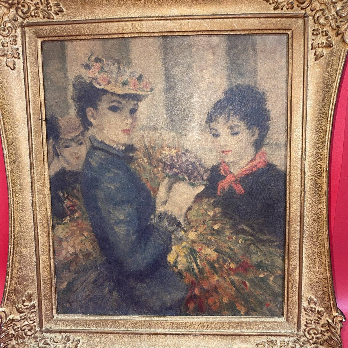 Vintage Wall Art Print Huldah Lady Portrait Mid Century  Wood Frame