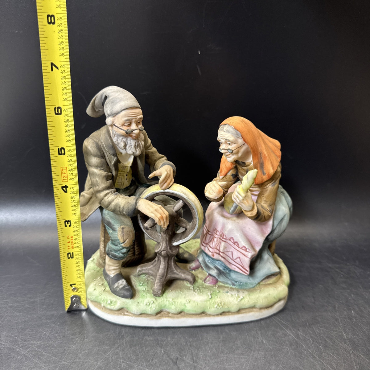 Lefton China Figurine #4146 Old Man and Woman Spinning Statue