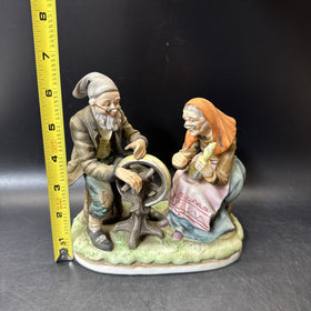 Lefton China Figurine #4146 Old Man and Woman Spinning Statue